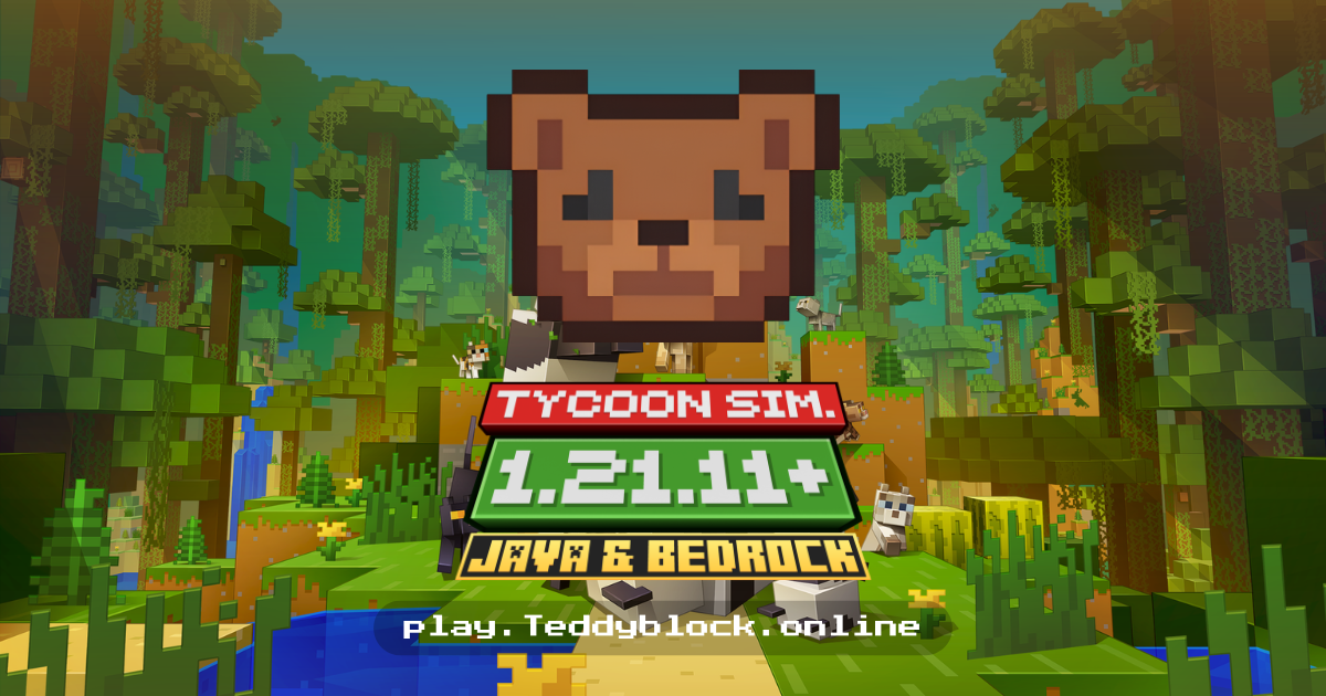TeddyBlock Tycoon Sim Minecraft server opening scene